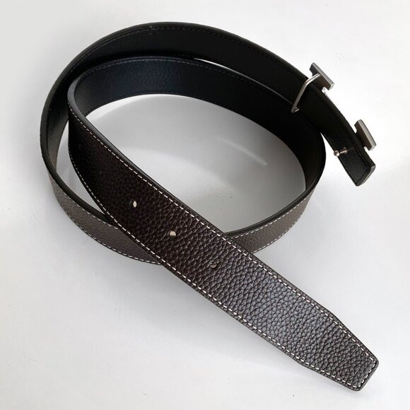 Hermès Reversible Leather Belt with 18K Plated H Buckle Black/Brown Size 95/38 - Picture 6 of 12